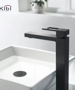 Kibi USA Cubic Single Handle Vessel Sink Faucet KBF1003, Matte Black, W/ Drain -Moen-shop 9d718c710f1b52ee 5750 w800 h800 b0 p0
