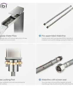 Kibi USA Waterfall Single Handle Vessel Sink Faucet, Brushed Nickel, With Drain -Moen-shop 9df149eb0f1b5432 1863 w800 h800 b1 p0