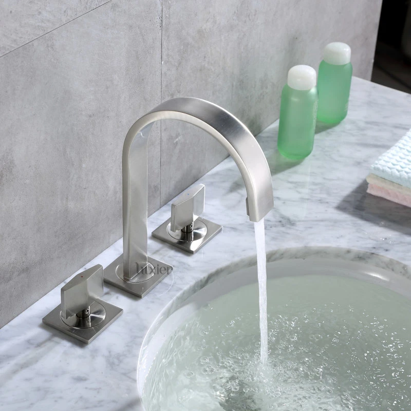 Luxier WSP05-T 2-Handle Widespread Bathroom Faucet With Drain, Brushed Nickel 6 Luxier WSP05-T 2-Handle Widespread Bathroom Faucet With Drain, Brushed Nickel - Image 6