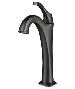 Kraus USA, Inc. Arlo Single Handle Lever 1-Hole Vessel Bathroom Faucet Oil Rubbed Bronze W Drain