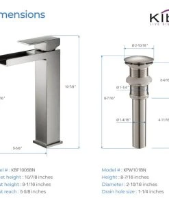 Kibi USA Waterfall Single Handle Vessel Sink Faucet, Brushed Nickel, With Drain -Moen-shop 9ee1600401ba305d 1863 w800 h800 b1 p0