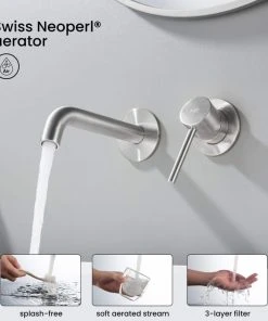 Kibi USA Circular Single Handle Wall Mounted Bathroom Sink Faucet, Brushed Nickel -Moen-shop 9f511abd02ffeedf 6170 w800 h800 b0 p0