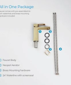 Kibi USA Cubic Single Hole Bathroom Faucet KBF1002, Brush Gold, W/ Drain -Moen-shop a05145ae0f1b521c 8406 w800 h800 b0 p0