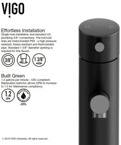 VIGO Noma Single Hole Single Handle Bathroom Sink Faucet, Matte Black -Moen-shop a06191360f4781a4 2981 w800 h800 b1 p0