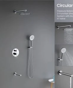 Kibi USA Circular Pressure 3-Function Shower System, Rough-In Valve, Chrome -Moen-shop a091884e03375b1f 4992 w800 h800 b0 p0