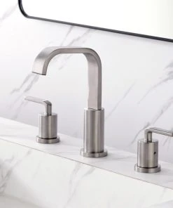Luxier WSP03-T 2-Handle Widespread Bathroom Faucet With Drain, Brushed Nickel -Moen-shop a1f16dc302339e98 5005 w800 h800 b0 p0