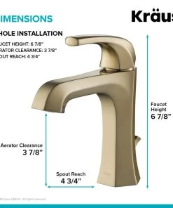 Kraus USA, Inc. Esta Single Handle 1-Hole Bathroom Basin Faucet, Lift Rod Drain, Brushed Gold -Moen-shop a2712fa200e5e6ee 3162 w800 h800 b0 p0