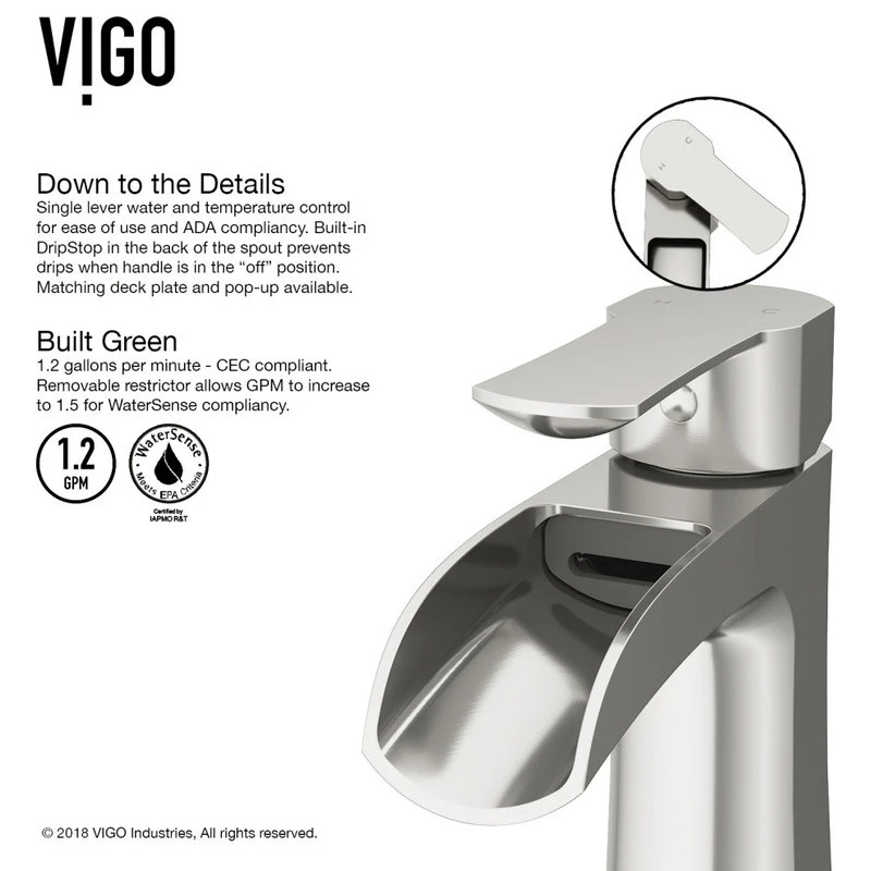 VIGO Paloma Single Hole Bathroom Sink Faucet, Brushed Nickel 5 VIGO Paloma Single Hole Bathroom Sink Faucet, Brushed Nickel - Image 5