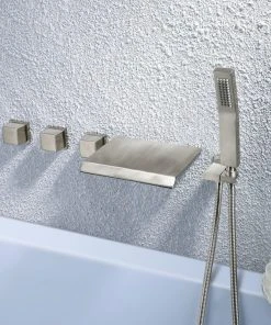 HOMARY Moda Waterfall Wall Mounted Tub Filler Faucet With Hand Shower Brushed Nickel -Moen-shop a431bde90040abb1 2433 w800 h800 b0 p0