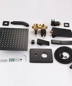 HOMARY Wall Mount 10" Rainshower Hand Shower And Tub Spout Shower System, Matte Black -Moen-shop a561ba250051d340 8555 w800 h800 b0 p0