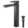 Kibi USA Cubic Single Handle Vessel Sink Faucet KBF1003, Matte Black, W/ Drain