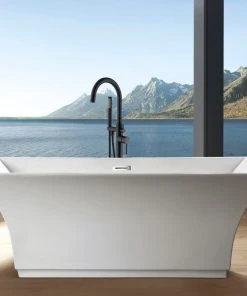 Jims Maison Freestanding Single Handle High Arc Bathtub Faucet With Shower Hose, Matte Black -Moen-shop a5a184d602442cc9 3369 w800 h800 b0 p0