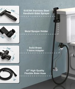 SUNRINX Modern Dual-Mount Non-Electric Handheld Bidet Toilet Sprayer Set, Matte Black 13 SUNRINX Modern Dual-Mount Non-Electric Handheld Bidet Toilet Sprayer Set, Matte Black -Moen-shop a601b015036b20cb 5935 w800 h800 b0 p0