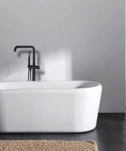 Jims Maison Freestanding Single Handle Bathtub Faucet With Shower Hose, Matte Black -Moen-shop a821ddb602443435 3269 w800 h800 b0 p0