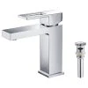 Kibi USA Cubic Single Hole Bathroom Faucet KBF1002, Chrome, W/ Drain