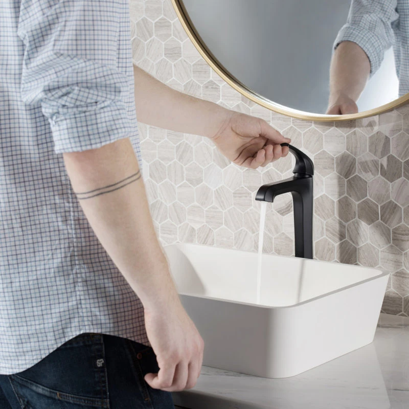 Kraus USA, Inc. Esta Single Handle Lever 1-Hole Vessel Bathroom Faucet Matte Black W PU Drain 11 Kraus USA, Inc. Esta Single Handle Lever 1-Hole Vessel Bathroom Faucet Matte Black W PU Drain - Image 11