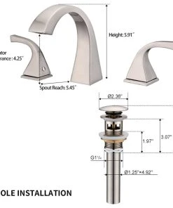 Maxwell Bathroom & Kitchen Inc 8" Brass Widespread Bathroom Sink Faucet, Brushed Nickel 11 Maxwell Bathroom & Kitchen Inc 8" Brass Widespread Bathroom Sink Faucet, Brushed Nickel -Moen-shop a941bf9f0dd8e4db 2990 w800 h800 b1 p0