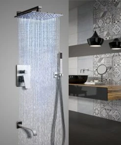 HOMARY LED Brushed Nickel Shower Set 8" Rain Shower & Tub Spout Shower Combo Set, 8" -Moen-shop a9c149e70194cdd9 8831 w800 h800 b0 p0