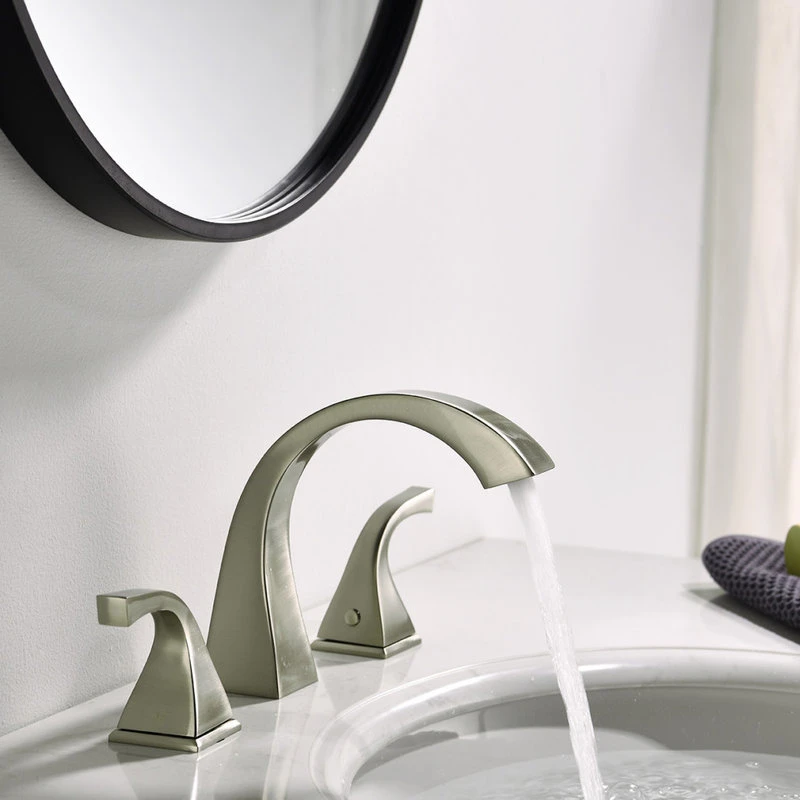 Maxwell Bathroom & Kitchen Inc 8" Brass Widespread Bathroom Sink Faucet, Brushed Nickel 5 Maxwell Bathroom & Kitchen Inc 8" Brass Widespread Bathroom Sink Faucet, Brushed Nickel - Image 5