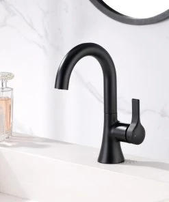 Luxier BSH11-S Single-Handle Bathroom Faucet With Drain, Matte Black -Moen-shop ab414e3c0165ee1d 4888 w800 h800 b0 p0