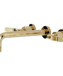Kingston Brass KS8022KL Two-Handle Wall Mount Tub Faucet, Polished Brass