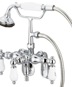 Water Creation Vintage Classic Wall Mount Tub Faucet With Handshower, Hand Polished, Richly Tri