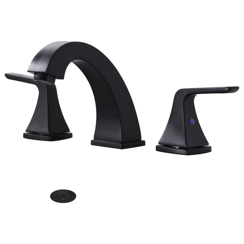 Maxwell Bathroom & Kitchen Inc 8 Inch Widespread Double Handles Bathroom Faucet With Pop Up Drain, Matte Black 1 Maxwell Bathroom & Kitchen Inc 8 Inch Widespread Double Handles Bathroom Faucet With Pop Up Drain, Matte Black