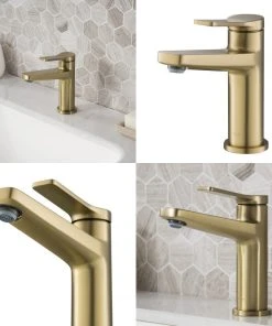 Kraus USA, Inc. Indy Single Handle 1-Hole Bathroom Basin Faucet, Drain Overflow, Brushed Gold -Moen-shop aee1607f0e83bdd2 3948 w800 h800 b0 p0