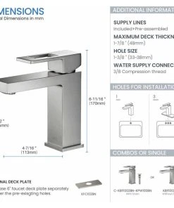 Kibi USA Cubic Single Hole Bathroom Faucet KBF1002, Brush Nickel, W/ Drain -Moen-shop aee1dfe101ba2ad6 0302 w800 h800 b1 p0