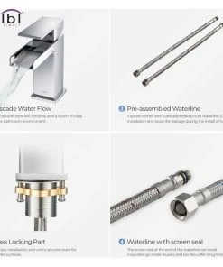 Kibi USA Waterfall Single Handle Bathroom Faucet KBF1004, Chrome, W/ Drain -Moen-shop afe1251e0f1b5374 5391 w800 h800 b1 p0