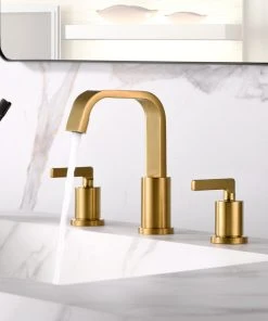 Luxier WSP04-T 2-Handle Widespread Bathroom Faucet With Drain, Brushed Gold -Moen-shop b051b12e0166095f 4890 w800 h800 b0 p0