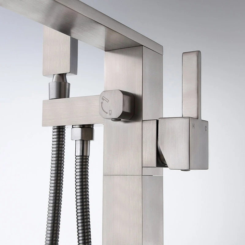 HOMARY Floor Mounted Single Handle Freestanding Bathtub Faucet With Handheld Shower, Br 7 HOMARY Floor Mounted Single Handle Freestanding Bathtub Faucet With Handheld Shower, Br - Image 7