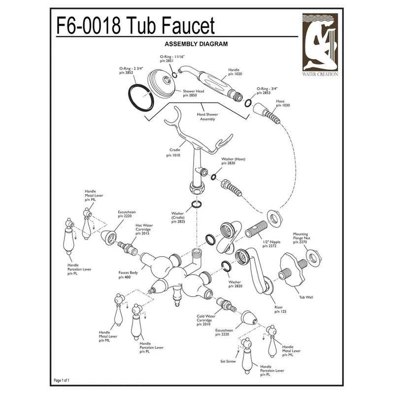Water Creation Vintage Classic Wall Mount Tub Faucet With Handshower, Oil Rubbed Bronze Finish 2 Water Creation Vintage Classic Wall Mount Tub Faucet With Handshower, Oil Rubbed Bronze Finish - Image 2