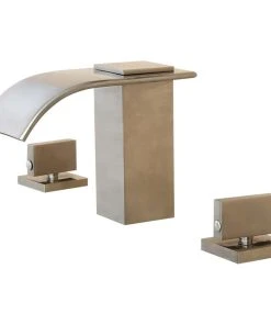 HOMARY Waterfall Double Knob Handle Widespread Sink Faucet Solid Brass For Bathroom, Br