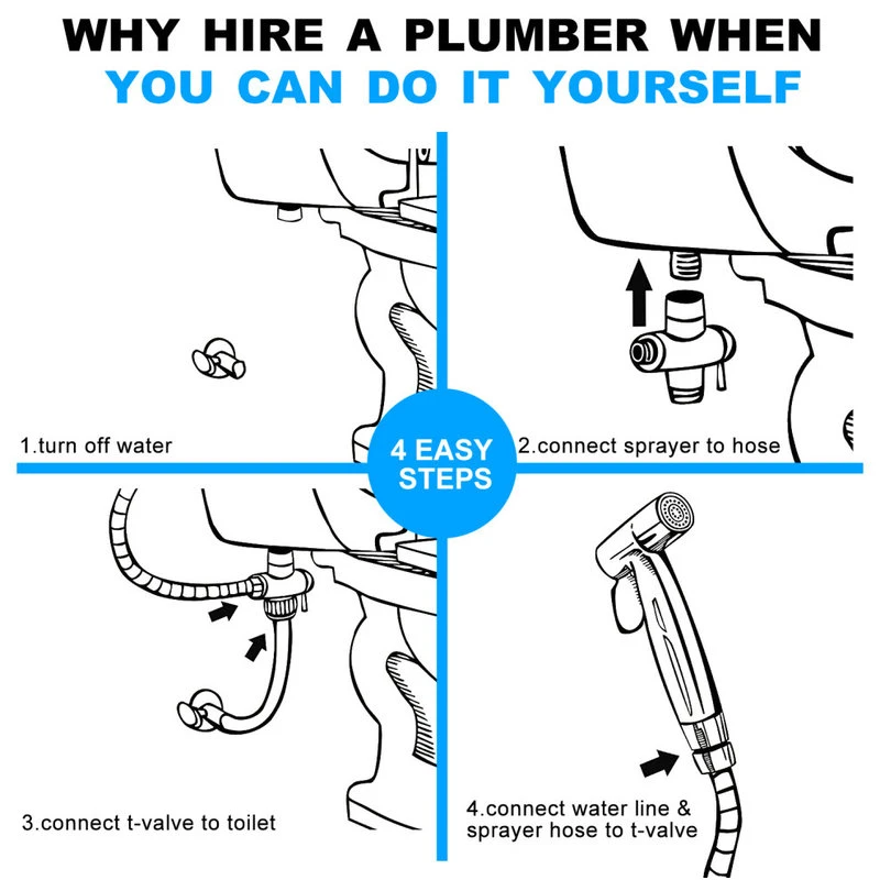 Wellfor Group LLC Wellfor Handheld Bidet Sprayer Attachment For Toilet, Matte Black 8 Wellfor Group LLC Wellfor Handheld Bidet Sprayer Attachment For Toilet, Matte Black - Image 8