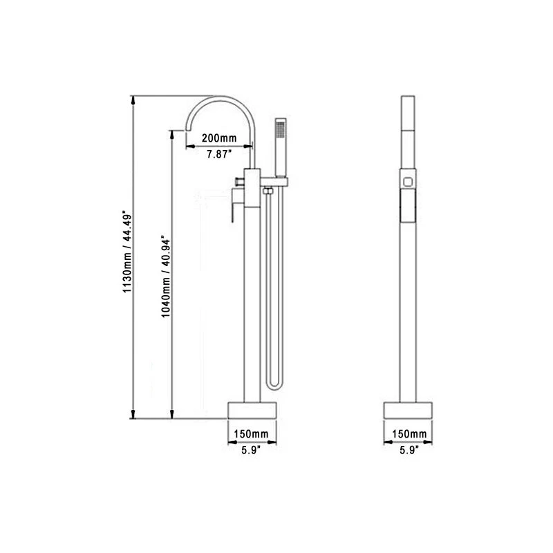 HOMARY Brushed Nickel Freestanding Tub Filler Brass Single Handle With Handheld Shower 12 HOMARY Brushed Nickel Freestanding Tub Filler Brass Single Handle With Handheld Shower - Image 12