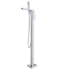 Jims Maison Single Handle Floor Mounted Freestanding Tub Filler, Chrome