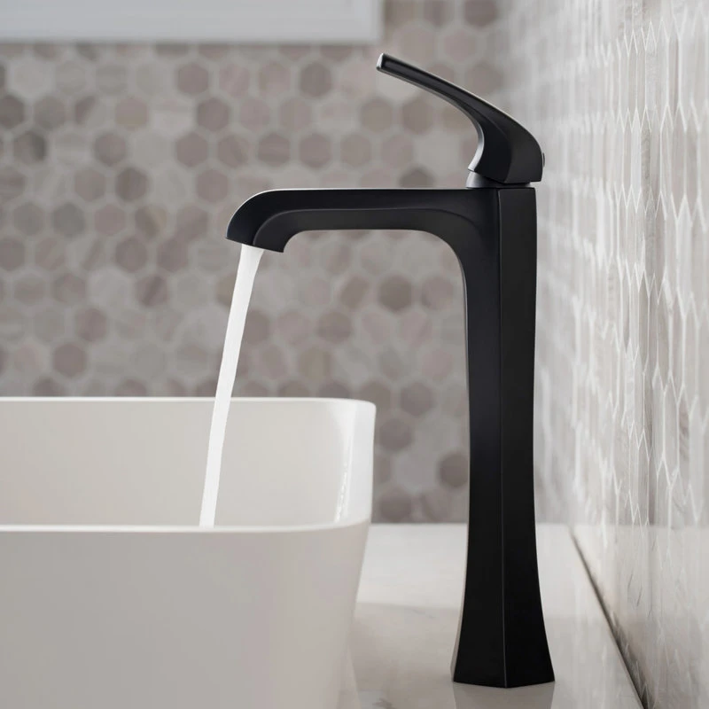 Kraus USA, Inc. Esta Single Handle Lever 1-Hole Vessel Bathroom Faucet Matte Black W PU Drain 3 Kraus USA, Inc. Esta Single Handle Lever 1-Hole Vessel Bathroom Faucet Matte Black W PU Drain - Image 3