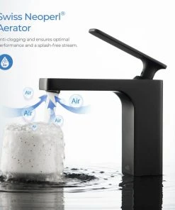 Kibi USA Infinity Single Handle Bathroom Faucet KBF1006, Matte Black, W/ Drain -Moen-shop b3c1b5850f1b54de 6602 w800 h800 b0 p0