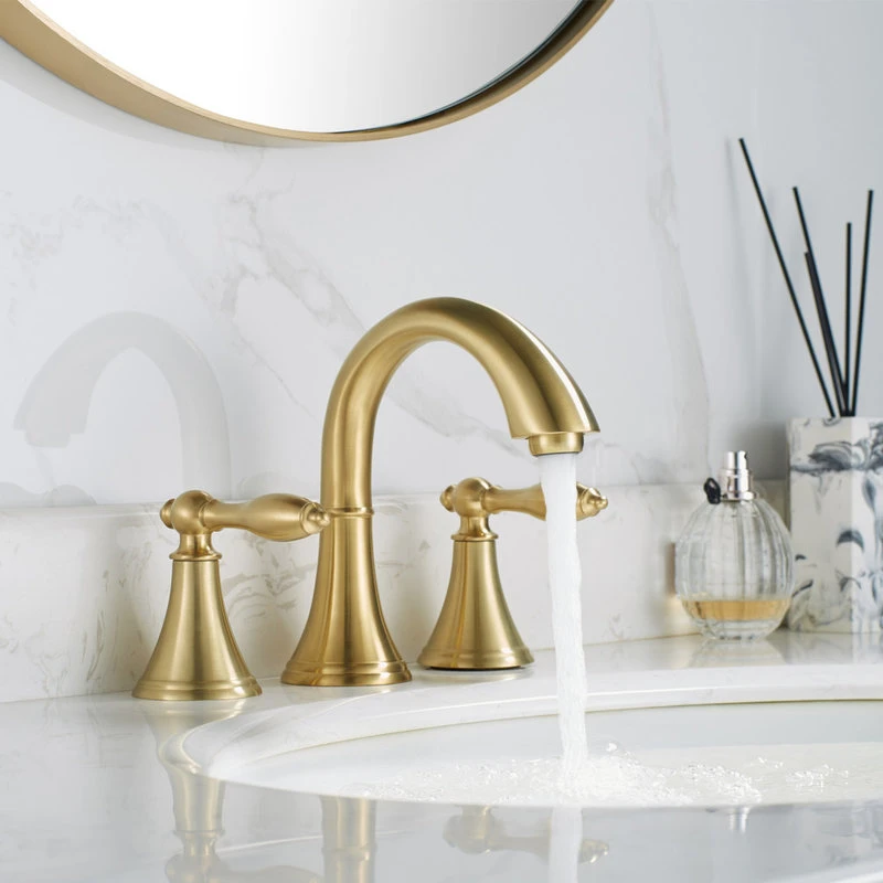 Vinnova Florence Two-Handle 8" Widespread Bathroom Faucet Brushed Gold, Brushed Gold 4 Vinnova Florence Two-Handle 8" Widespread Bathroom Faucet Brushed Gold, Brushed Gold - Image 4