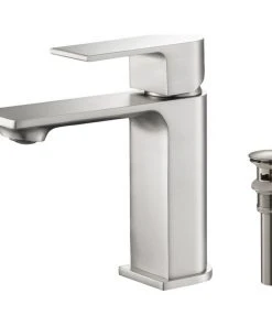 Kibi USA KIBI Mirage Single Handle Bathroom Faucet, Brush Nickel, With Drain