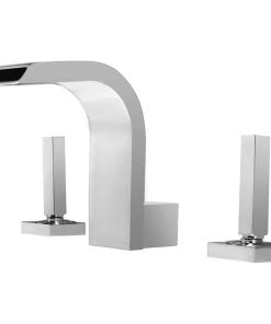 HOMARY Widespread Waterfall Bathroom Sink Faucet,Deck Mount Bathroom Mixer Faucet, Chro