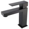 Fine Fixtures Square Single Hole Bathroom Faucet, Black