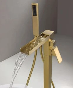 HOMARY Modern Waterfall Freestanding Bathroom Bathtub Faucet Floor Mount Tub Filler, Br -Moen-shop b7719a61037dc744 0713 w800 h800 b0 p0