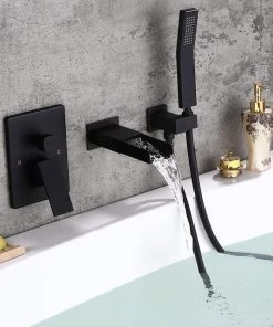 Homary Waterfall Wall-Mount Bathtub Filler Faucet & Handshower, Black 11 Homary Waterfall Wall-Mount Bathtub Filler Faucet & Handshower, Black -Moen-shop b7b18ffa0d145ef3 9930 w800 h800 b0 p0