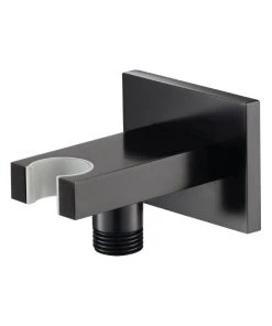 Isenberg Faucets Isenberg HS8006 - Square Wall Supply Elbow With Holder Combo, Matt Black