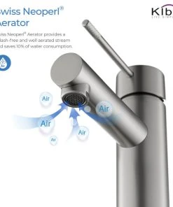 Kibi USA Circular X Brass Single Hole Bathroom Faucet KBF1010, Brush Nickel, With Drain -Moen-shop b941b89b0f1c5321 4296 w800 h800 b1 p0