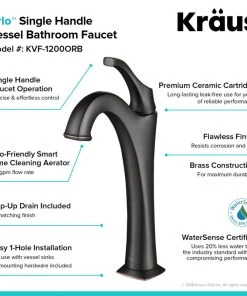 Kraus USA, Inc. Arlo Single Handle Lever 1-Hole Vessel Bathroom Faucet Oil Rubbed Bronze W Drain -Moen-shop b971f7db00e5e97e 3210 w800 h800 b0 p0