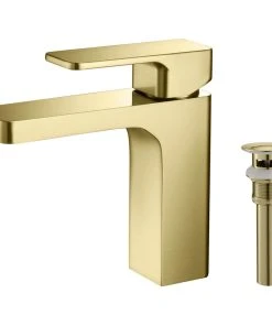 Kibi USA Blaze Single Handle Bathroom Sink Faucet, Brushed Gold