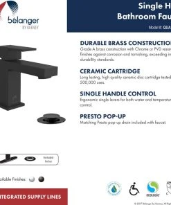 Keeney Holdings LLC Belanger QUA21 Single Handle Bathroom Faucet With Drain, Matte Black -Moen-shop b9e126c60d51df00 7573 w800 h800 b0 p0
